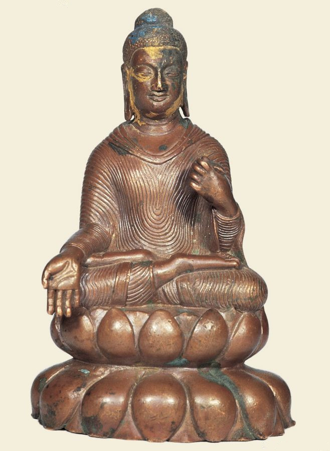 北魏时期(386-534年),462/463 年,青铜镀金,高28.