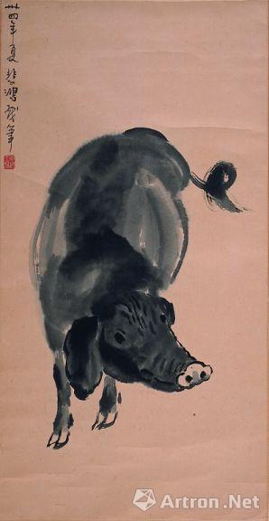 徐悲鸿作于1945年的《猪》