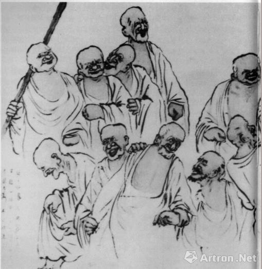 吕凤子《十六罗汉》局部