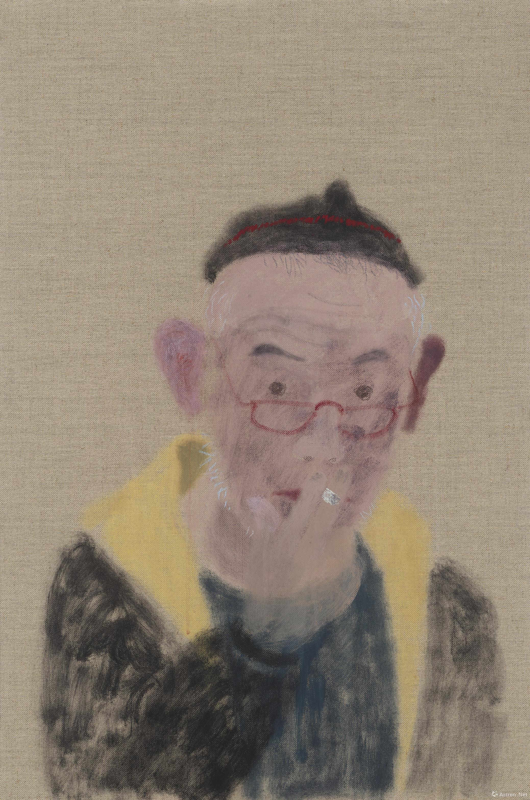 王玉平《自画像-8 self-portrait – 8》,2017,油画棒/画布,81x