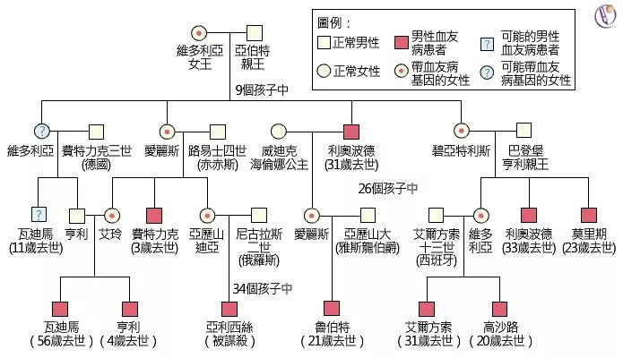 欧洲皇室的血友病传播地图