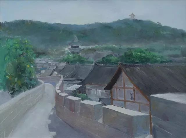 【油画篇】 online gallery 陈宏 《北戴河》油画 陈海强《城墙》油画