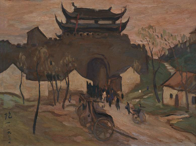 陈抱一油画《城墙》1931年