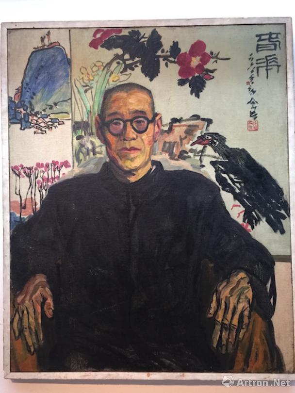 临摹博巴《潘天寿》金一德 油画 布面 1962年