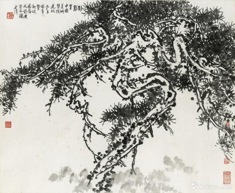 《劲松》洪世清 中国画 纸本 2003年 83cmx101cm