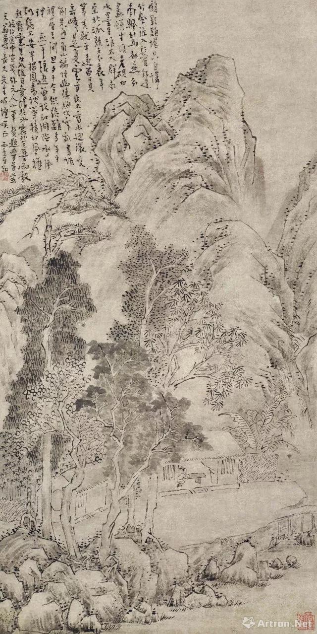 高翔《山斋读书图》轴 纸本水墨 61×31cm
