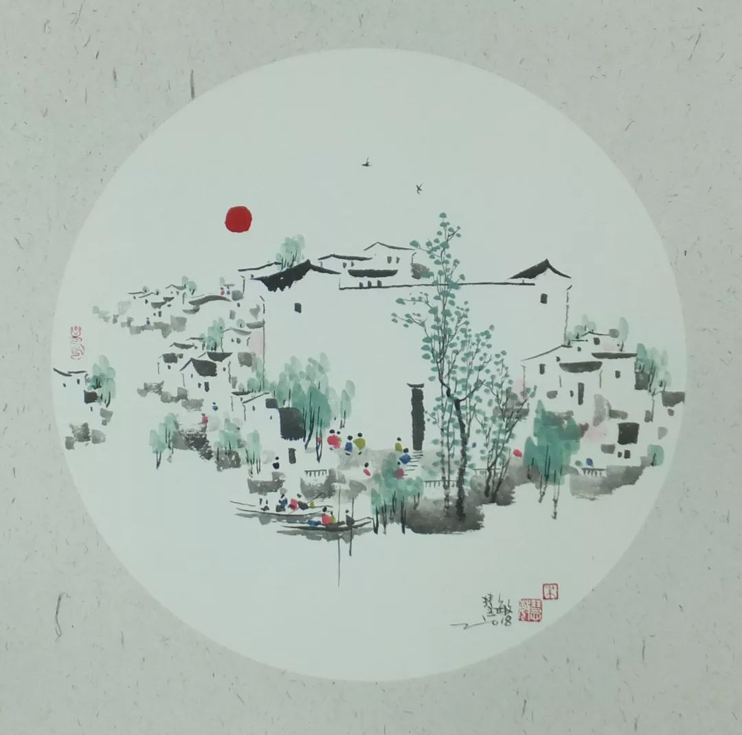 朱慧敏 水墨江南 50x50cm(纸本)