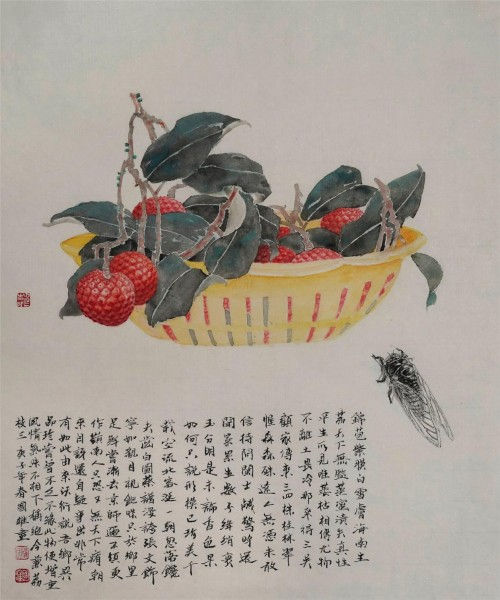 当代著名画家林国雄工笔荔枝作品赏 