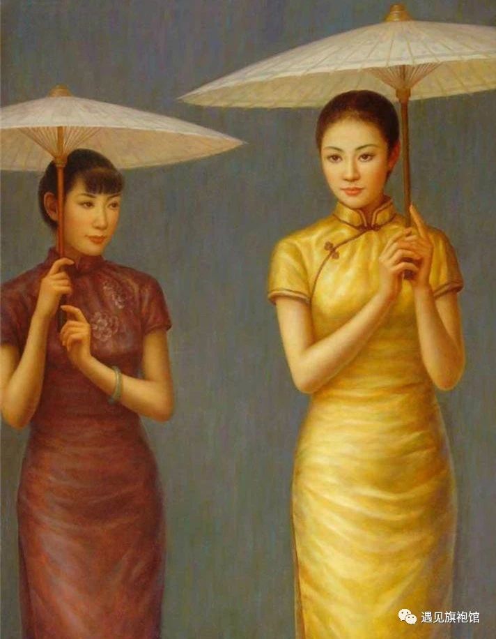 姜迎久油画中的旗袍女人最是那一抹风情万种