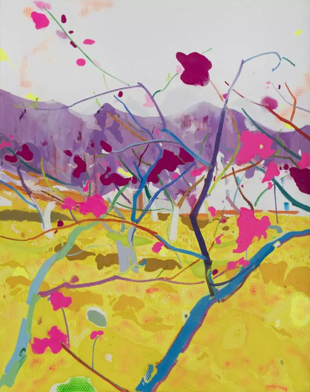 《紫山春桃》 1.1×1.4m 布面油画丙烯 2013