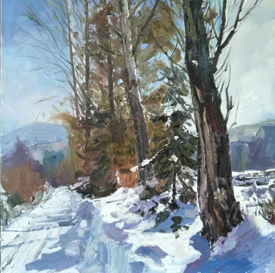 《东北雪景》  70x70cm