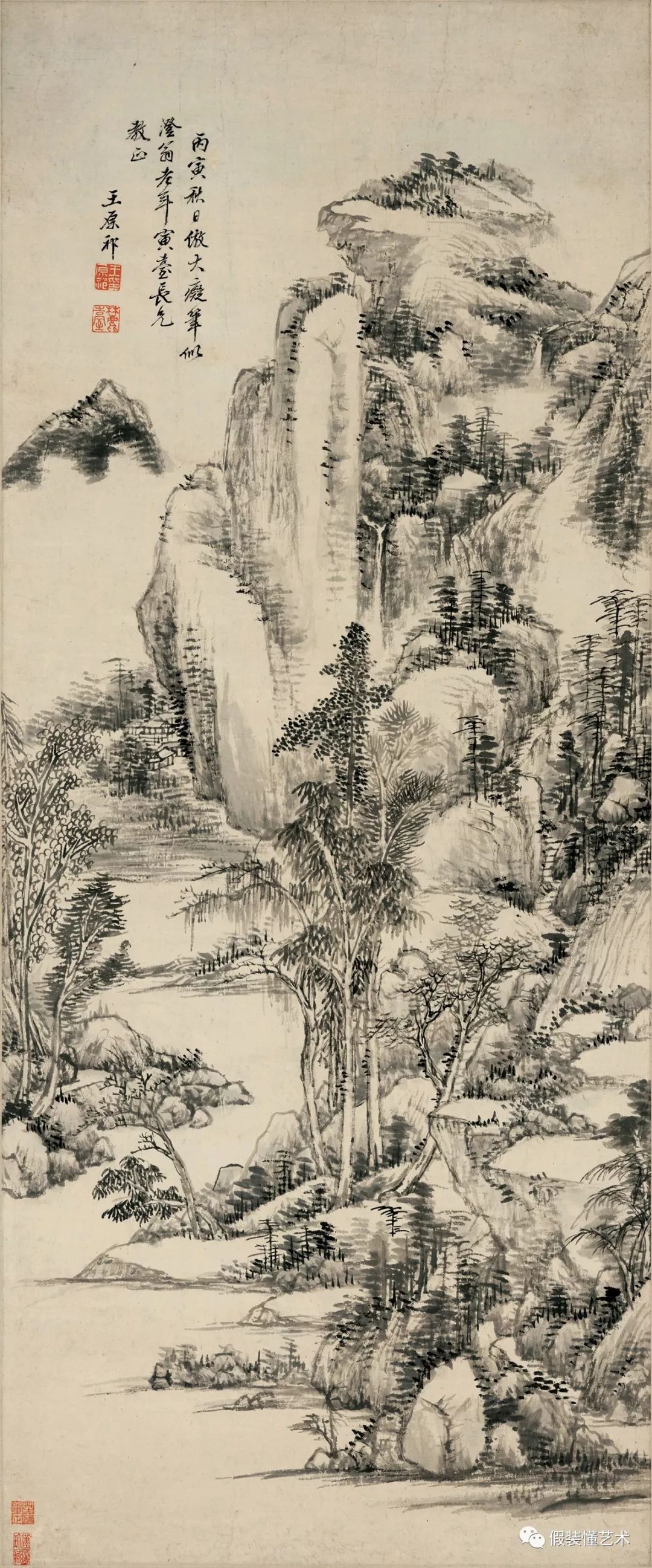 清 王原祁 山水轴 纸本水墨 98x41cm