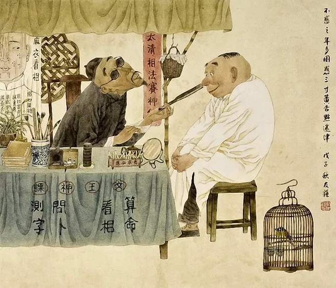 谢友苏的人物画多属此类,几十年前,江南市井小民的生活场景,经他的