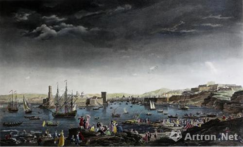 马赛港的入口原画图片