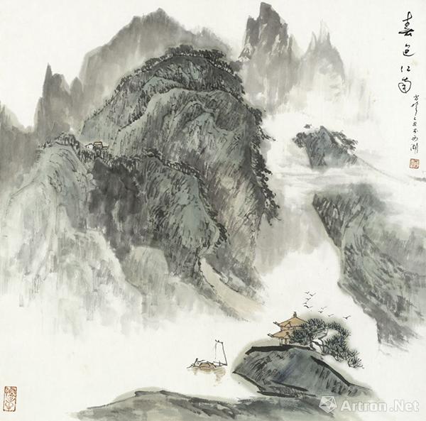 肖峰 春色江南 国画 6868cm.