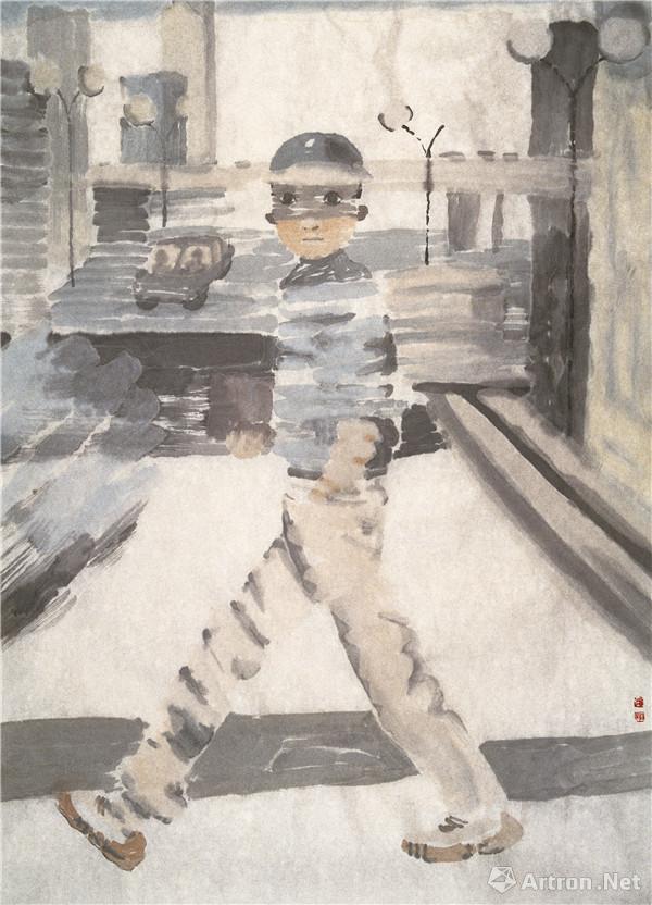 田黎明 过马路的男孩 69x48cm 2006年