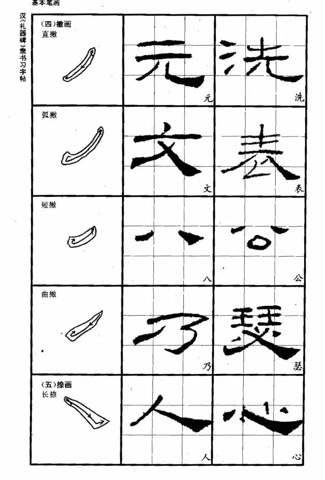 本冊隸書字帖圖文並茂,主要內容為基本筆畫,部首特徵,結構規律.