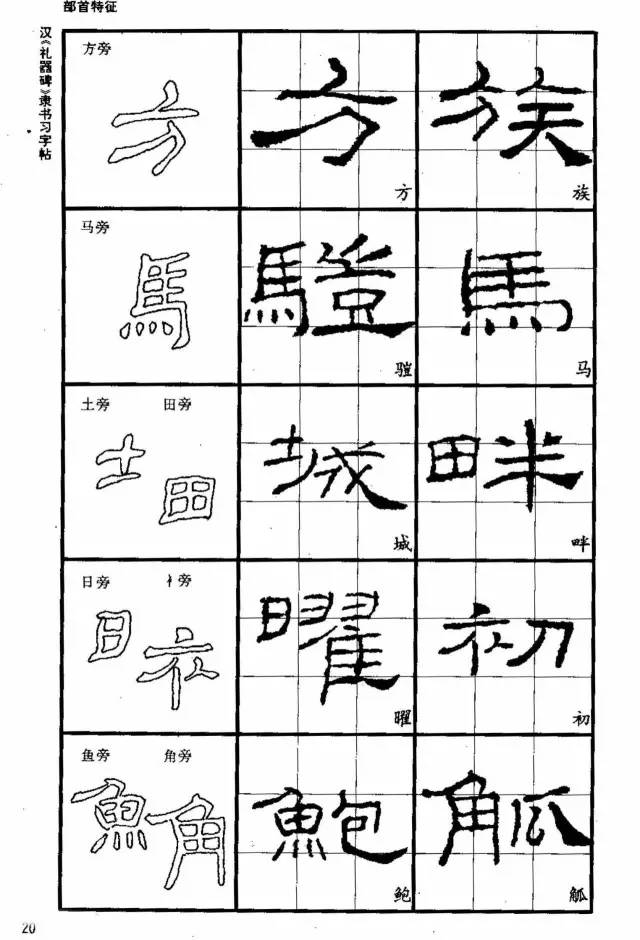 本冊隸書字帖圖文並茂,主要內容為基本筆畫,部首特徵,結構規律.