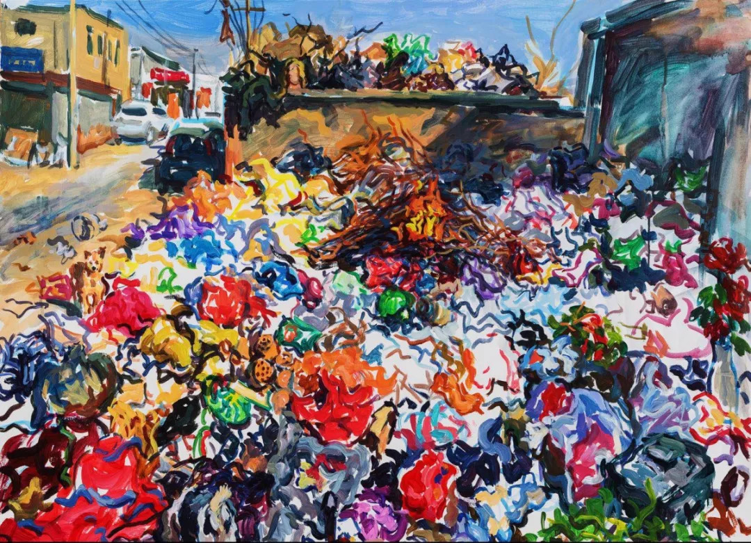 《黑桥-垃圾场》   纸上丙烯   110x70cm   2015年