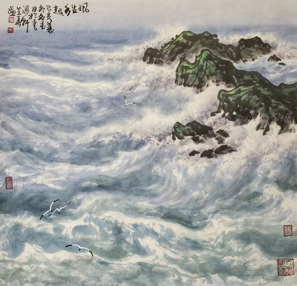 徐生华《不管风吹浪打胜似闲庭信步》68cmx68cm