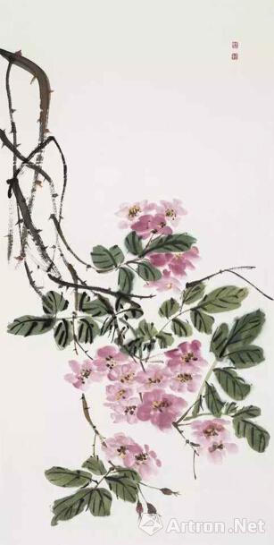 曹远平 蔷薇  纸本水墨  68cmx35cm  2012