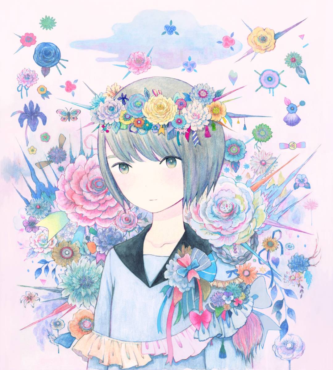 少女与花,这水彩插画足够梦幻~满足少女心的一切幻想