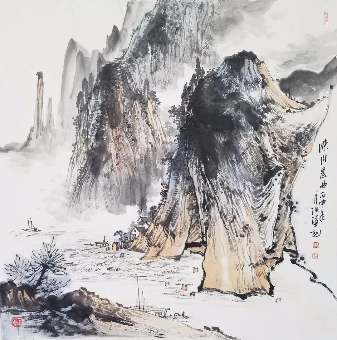 张谦《峡山晨曲》68×68cm