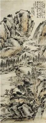 张大千《仿石涛山水》 张大千《仿石涛山水》