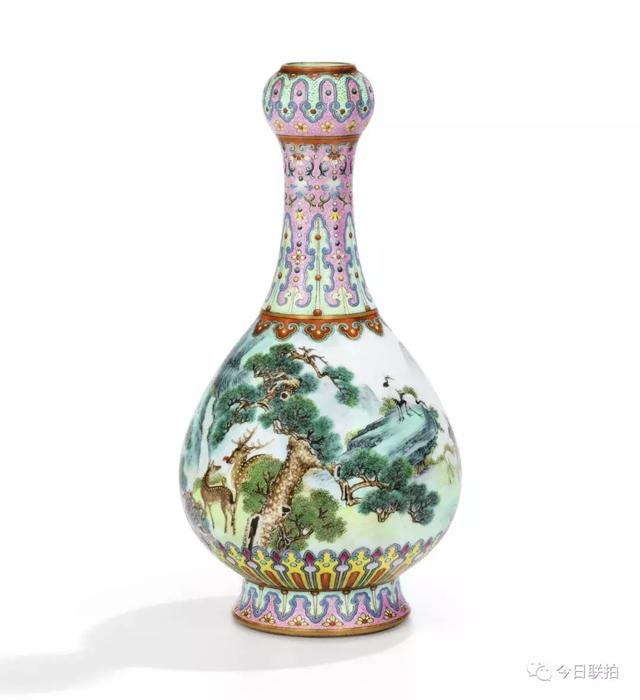 非典型御窑！乾隆宫粉地洋彩鹤鹿同春如意瓶亮相巴黎苏富比