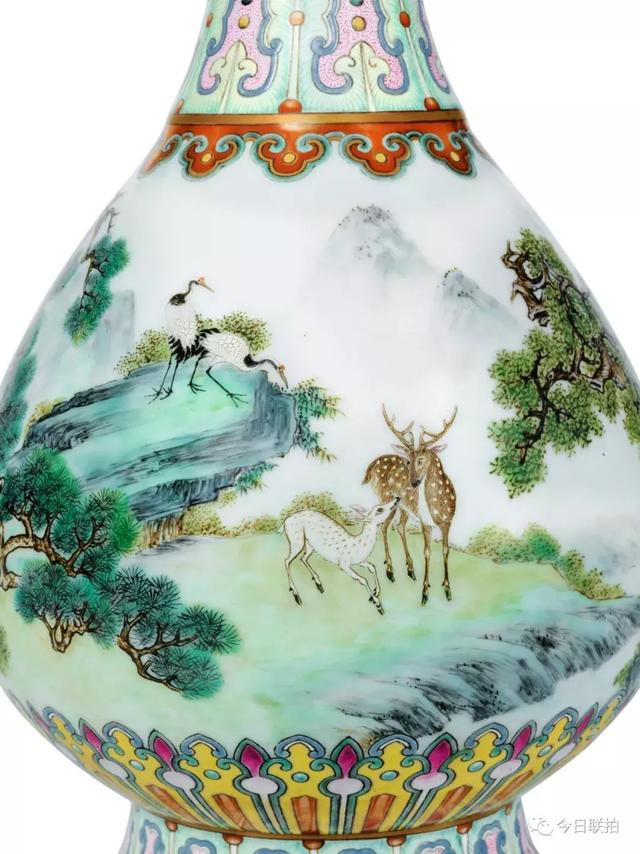 非典型御窑！乾隆宫粉地洋彩鹤鹿同春如意瓶亮相巴黎苏富比