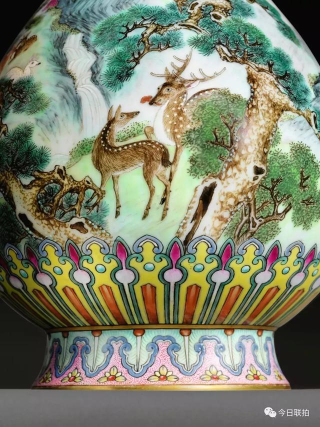 非典型御窑！乾隆宫粉地洋彩鹤鹿同春如意瓶亮相巴黎苏富比