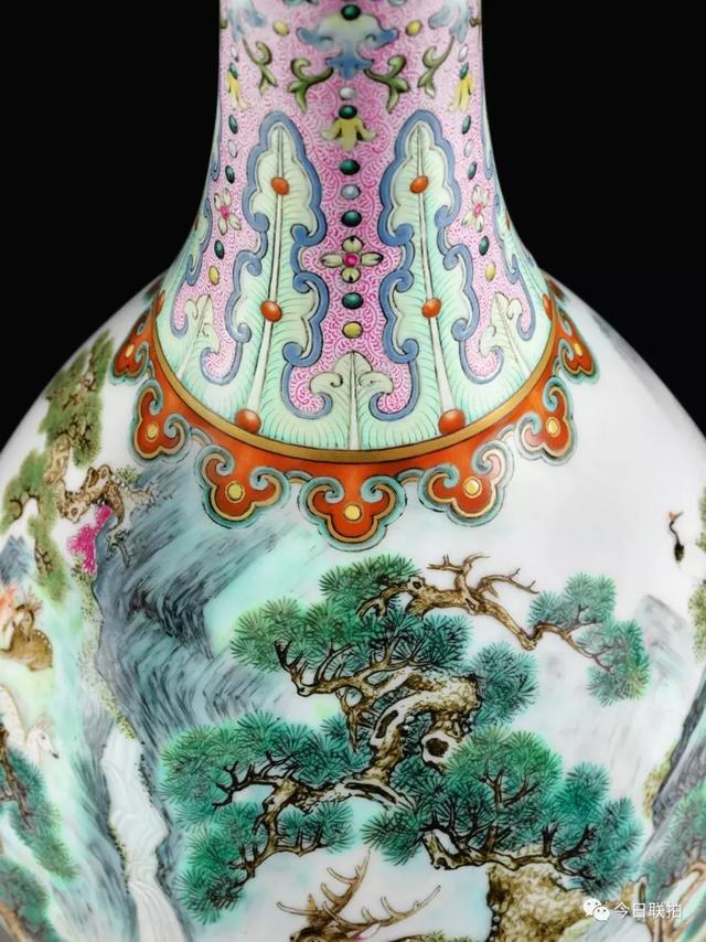 非典型御窑！乾隆宫粉地洋彩鹤鹿同春如意瓶亮相巴黎苏富比