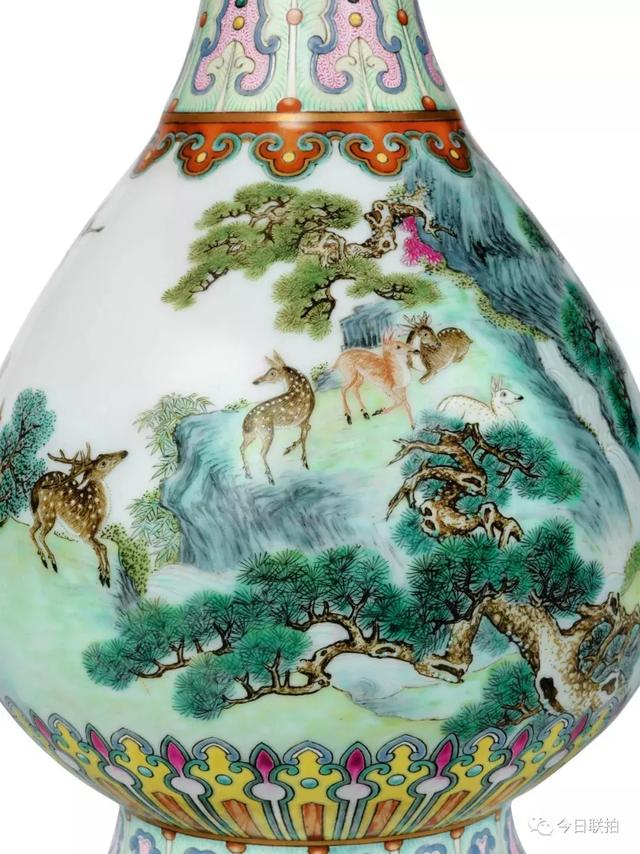 非典型御窑！乾隆宫粉地洋彩鹤鹿同春如意瓶亮相巴黎苏富比