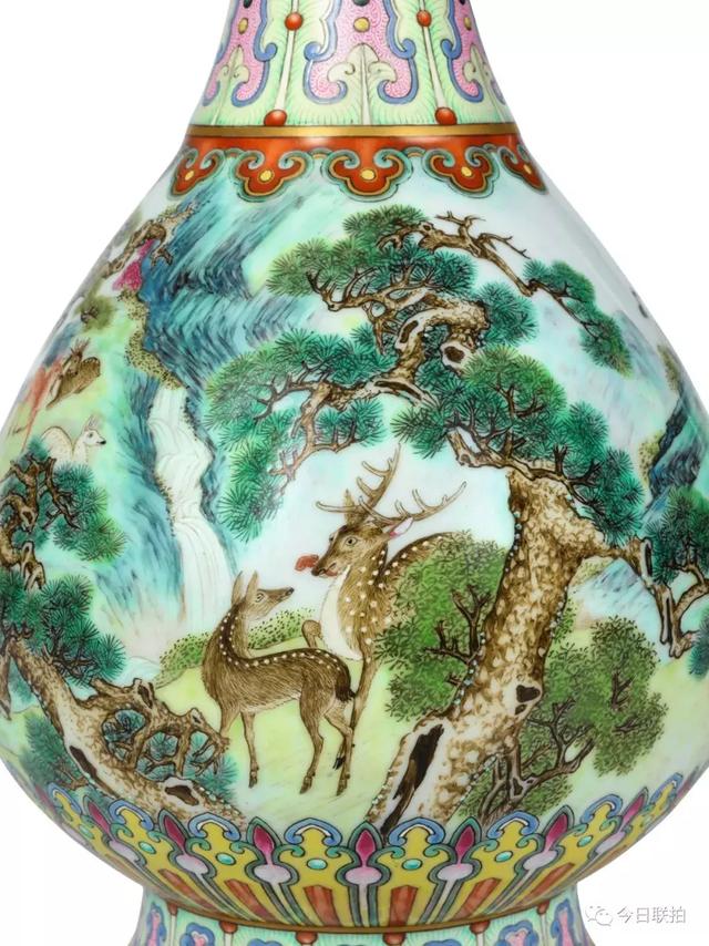 非典型御窑！乾隆宫粉地洋彩鹤鹿同春如意瓶亮相巴黎苏富比