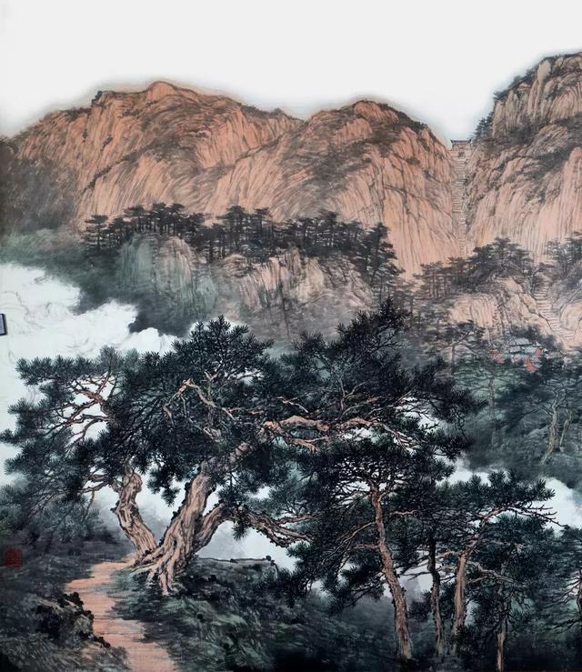 段铁泰山山水画图片