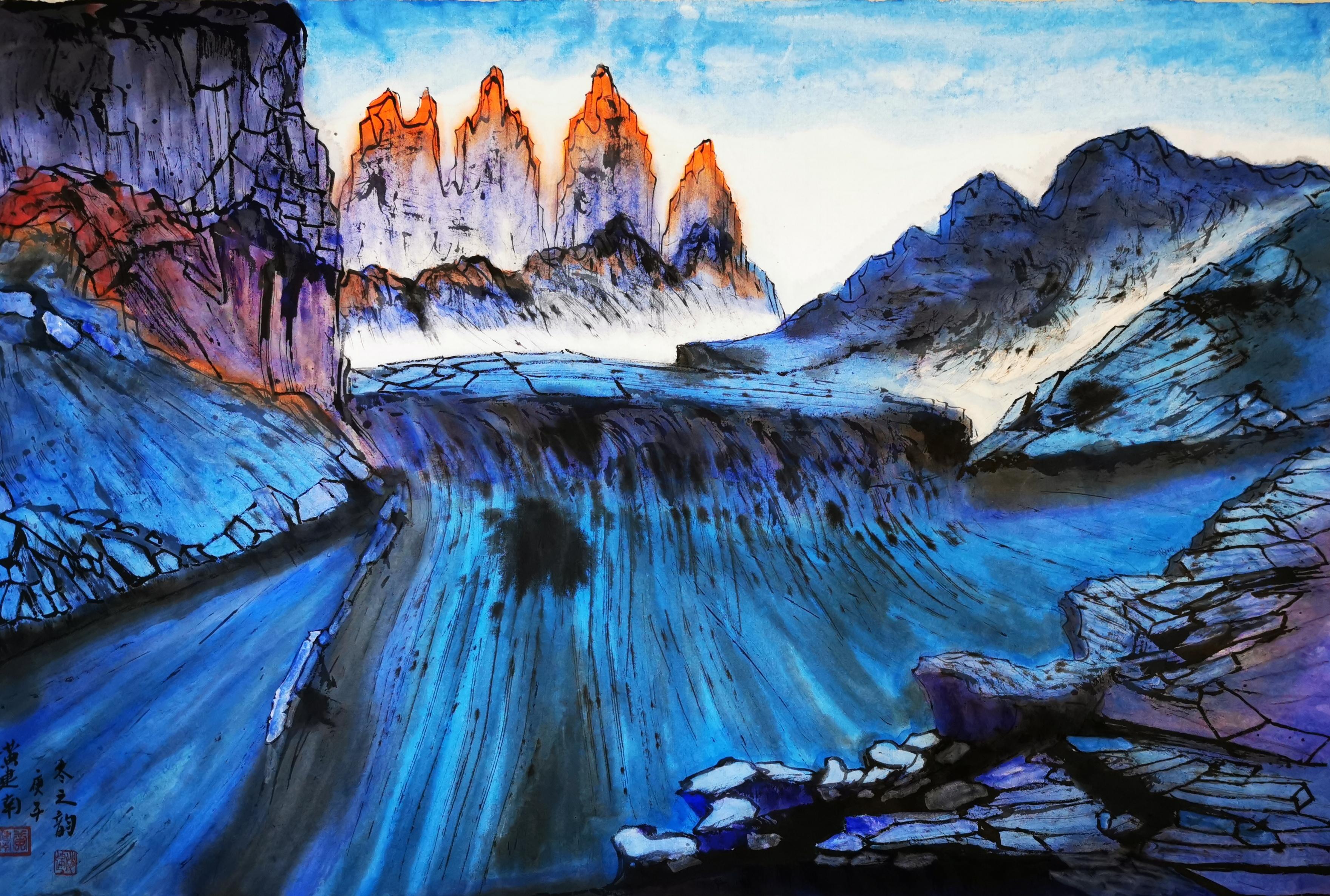 艺术大师黄建南的彩墨山水国画,笔墨呈现幻化梦境,极尽天然之道