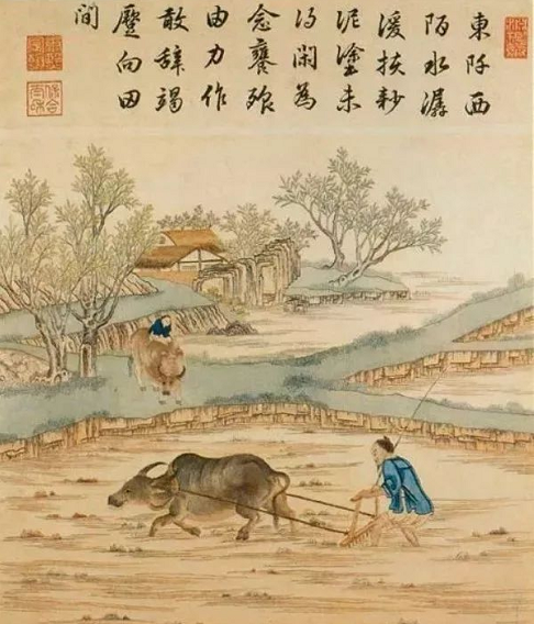 清乾隆 御制耕织图绣屏