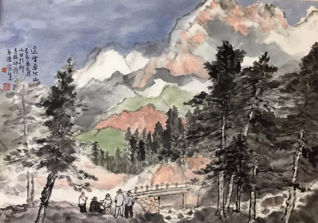 青海写生·遥望卓尔山 45x68cm 2019年